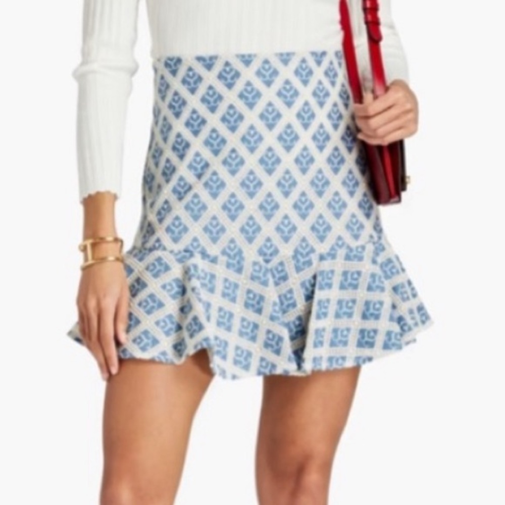 SANDRO Mafalda Skirt Women's (EU) 42 Mini Embroidered Pleated Zip Fly